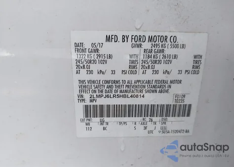 2017 Lincoln Mkx Reserve из США, поврежденный, VIN 2LMPJ6LR5HBL40814